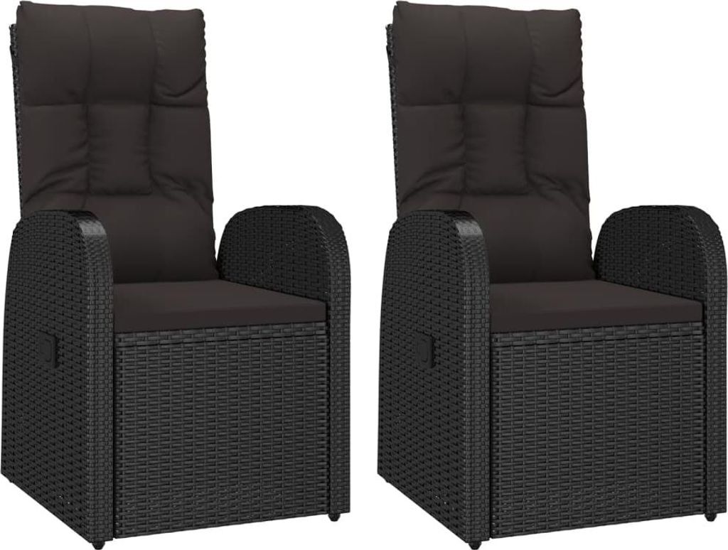vidaXL Garten-Liegestühle 2 Stk. mit Auflagen Poly Rattan Produktbild 