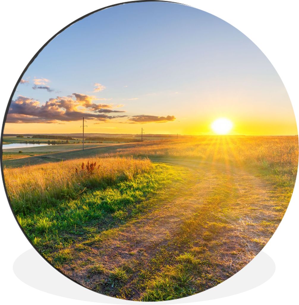 MuchoWow Aluminium Wandkreis Sonne - Natur - Landschaft Ø 90 cm Wanddeko Modern Wohnzimmer - Mauerkreis - Wandbilder - Runde Bild - Bild aus Alu...