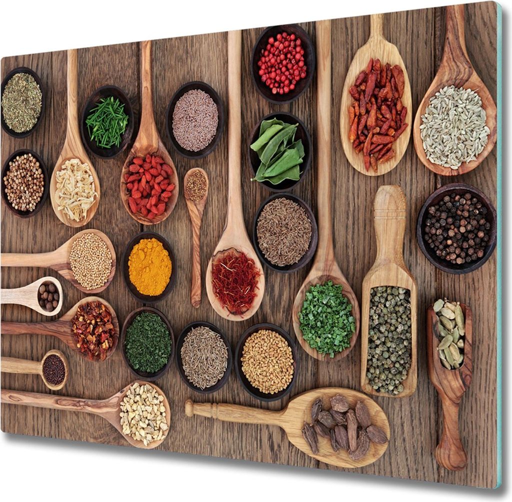 Glas Herdabdeckplatte 60x52 cm Spritzschutz Glasabdeckplatte Schneidebrett Gewürze und Kräuter