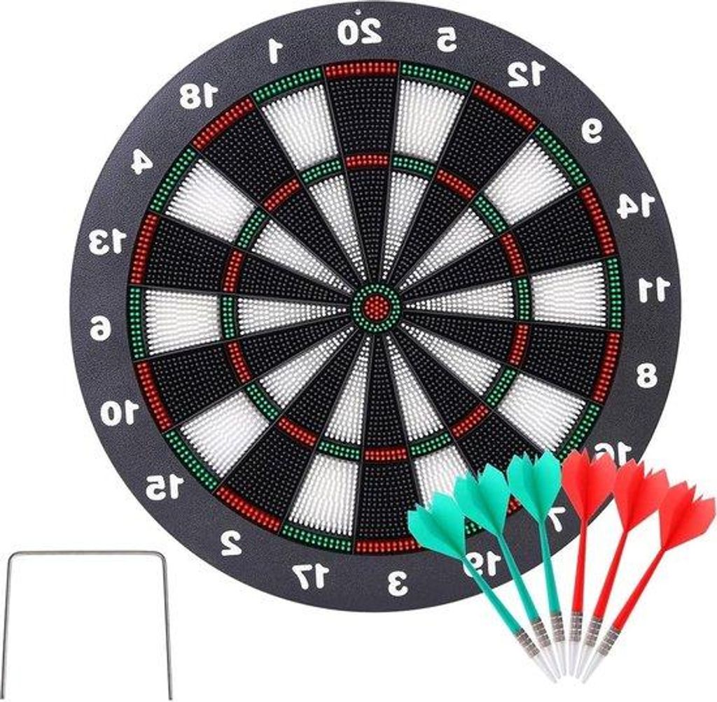 Kinder-Spielzeug-Dartschaukel mit 16,4 Zoll Gummi-Tafel - 6 weichen Feder-Tipps - Zum gemeinsamen Spaß für die ganze Familie - Freizeit-Spielgeräte