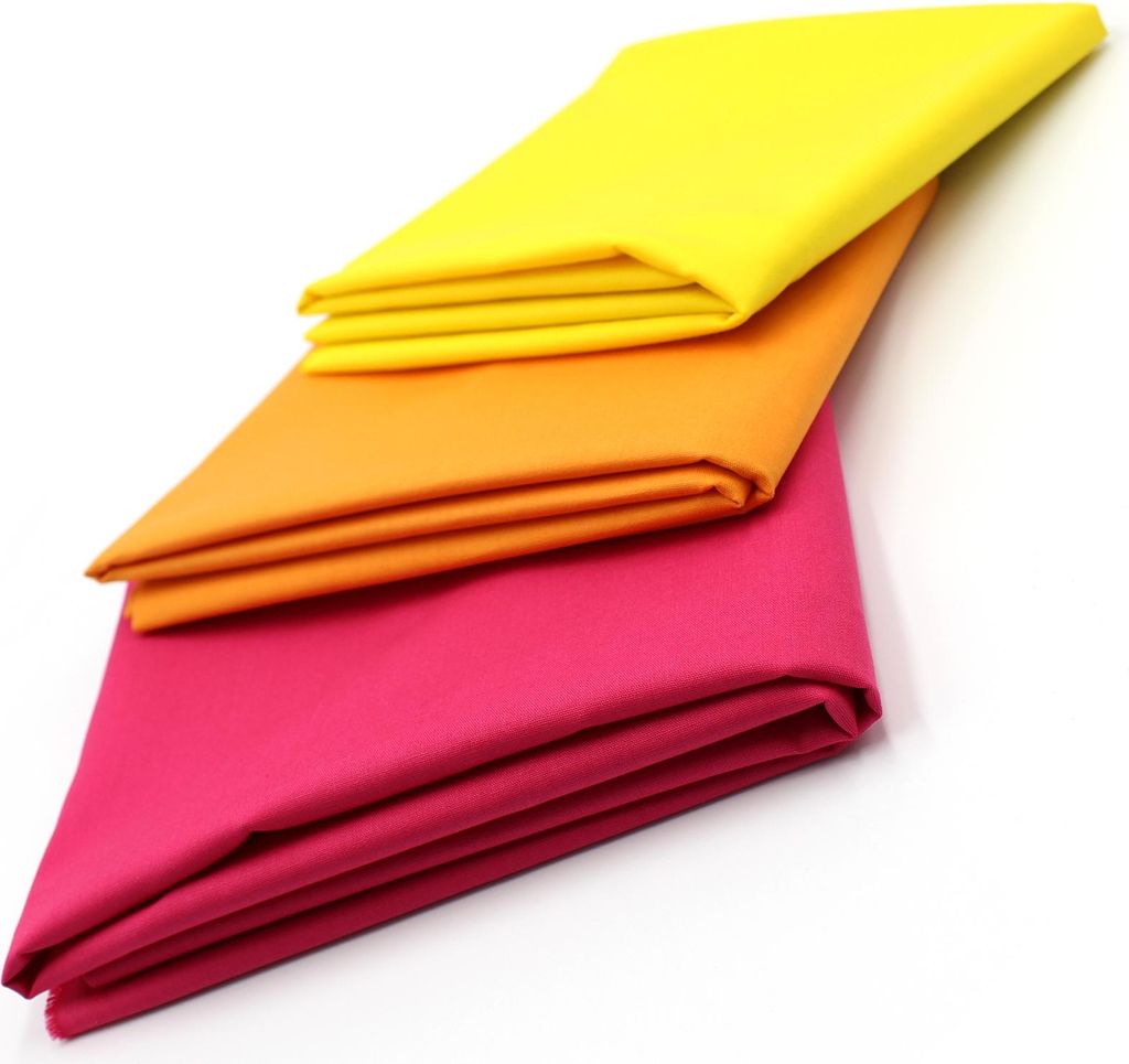 Popeline Baumwollstoff 3er Set Bunt3 Paket Uni 100% Baumwolle Stoffpaket Ö.Tex 100 Nähen Patchwork