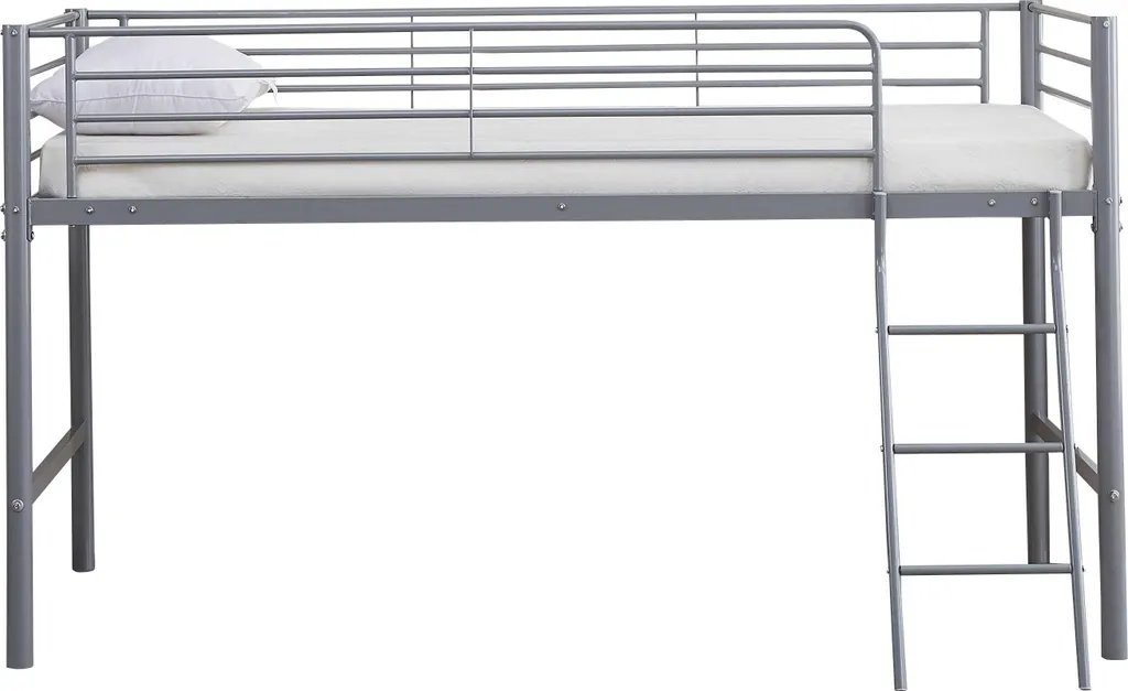 Lit mi-hauteur Julie 90x200cm en métal gris mat, robuste et durable