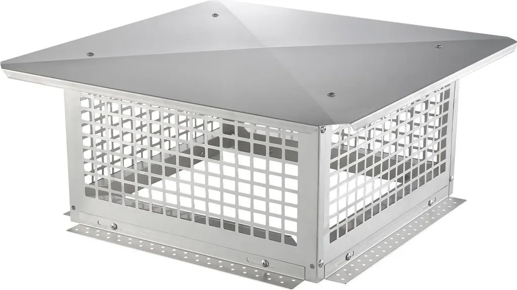 Chapeau de cheminée 431,8 x 431,8 mm en acier inoxydable 304 argenté