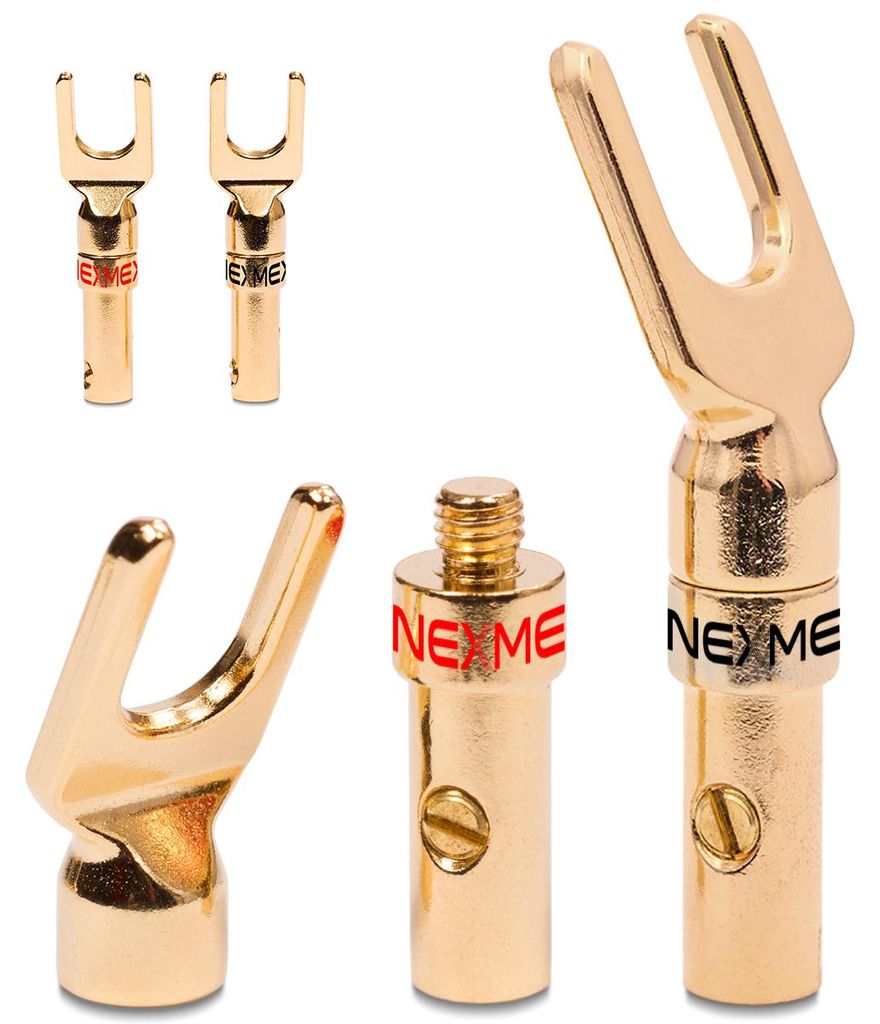 Gabelschuhe 4x NEXMEX Y-Stecker Gabelkabelschuhe Lautsprecherkabel Gabelstecker