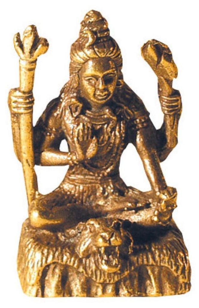 Miniatur hinduistische Shiva Statuette aus Messing, sitzend, 2,5 cm