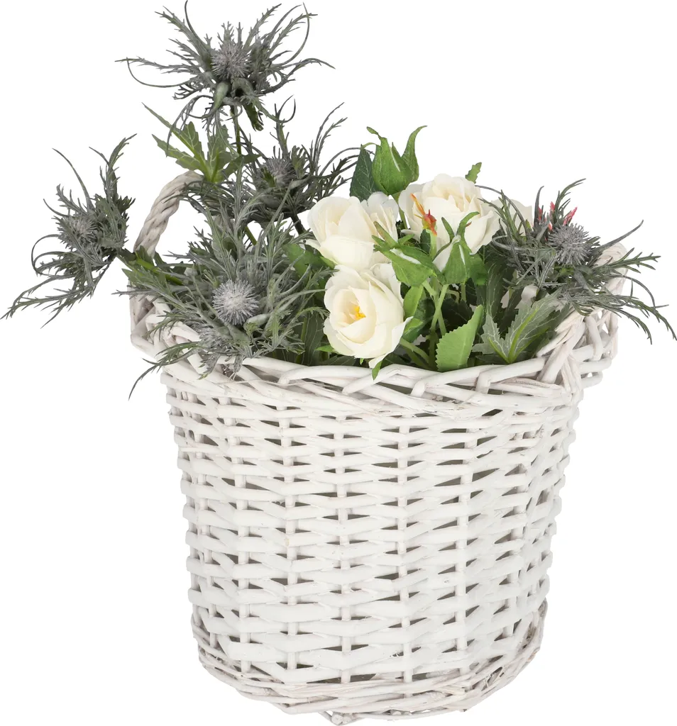 Panier Plante Intérieur Osier 38 cm Cache Pot Décoratif Blanc Rond - 8