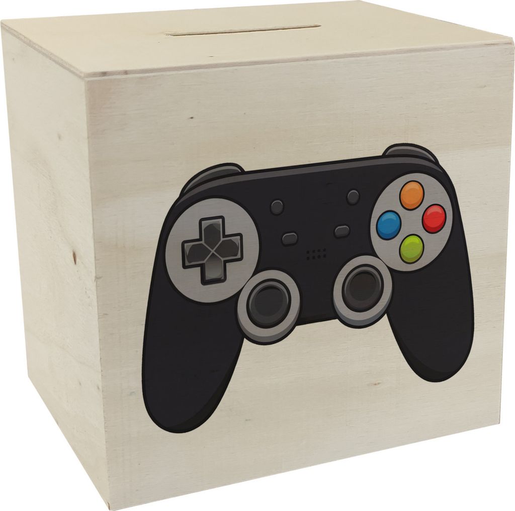 Videospiel-Controller Spardose aus Holz - Gamer Sparschwein Produktbild 