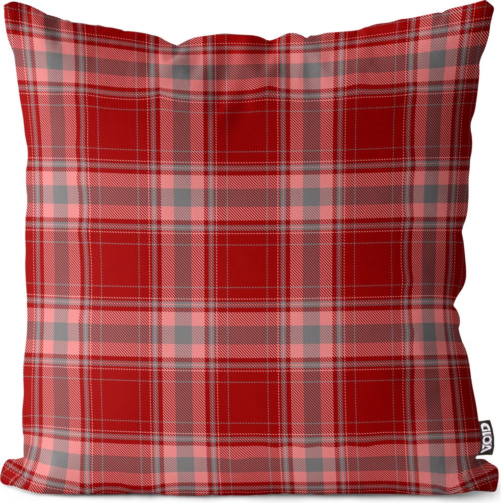 VOID Muster Karo Rot grau Dekoration Kissenbezug Kissenhülle Polyester wasserfest Outdoor Indoor