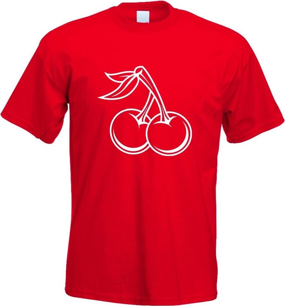 Kiwistar - T-Shirt - rot - Kirschen Obst Comic Motiv Bedruckt Funshirt Design Print - mit Motiv Bedruckt - Funshirt Design - Sport - Freizeit - Her...