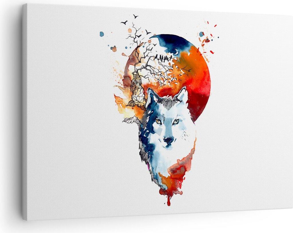 Bild auf Leinwand - Leinwandbild - Tierwelt Pelz Abbildung Mond - 70x50cm - Wand Bild - Wanddeko - Leinwanddruck - Bilder - Kunstdruck - Wanddekora...