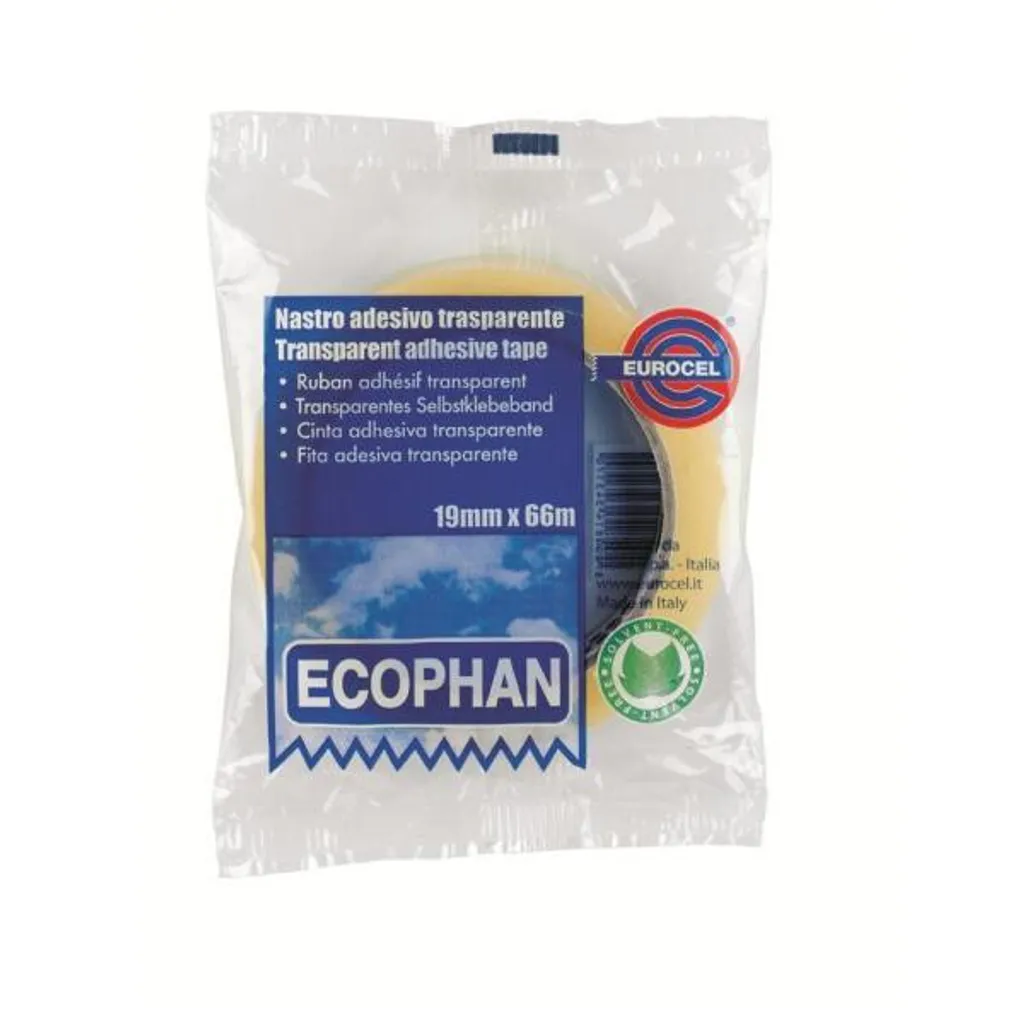 Ruban Adhésif pour Emballage et Bureau EUROCEL Ecophan 66m Pack de 8