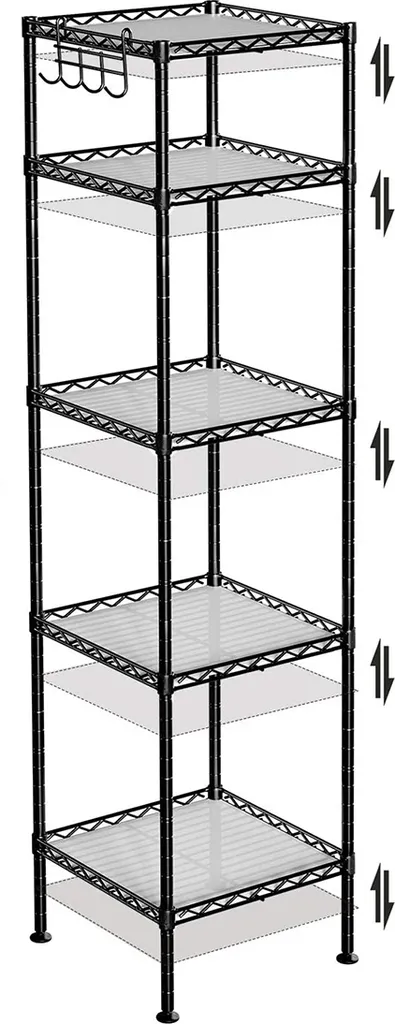 Étagère Métal Noir : Solution Rangement Vertical pour Désencombrer L30cm - 9