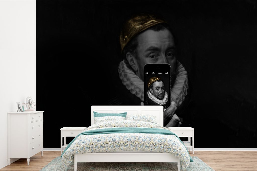 MuchoWow Fototapete für Wohnzimmer oder Schlafzimmer Wandtapete Vinyl Motivtapete Wilhelm von Oranien - Adriaen Thomasz - Selfie - 330x220 cm - ...