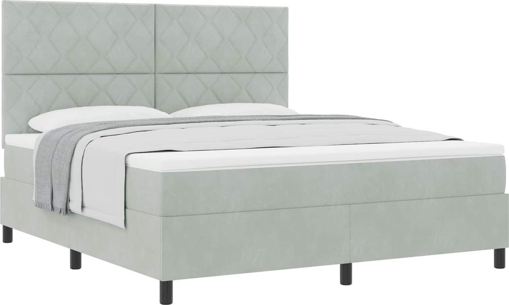Boxspringbett mit Matratze Hellgrau 180 x 200 cm Samt