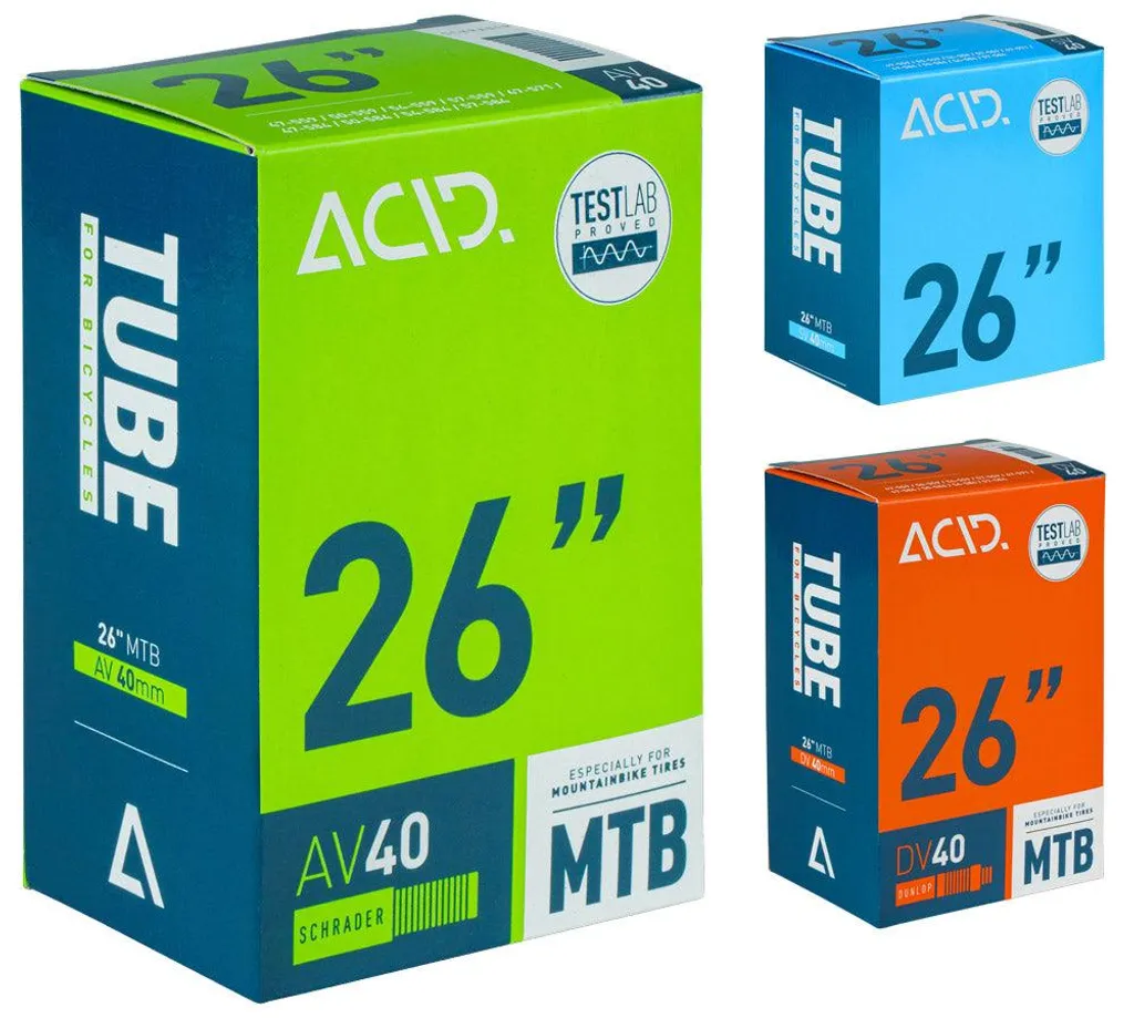 Chambre à air de vélo 26 pouces transparente Acid MTB AGV valve 40 mm