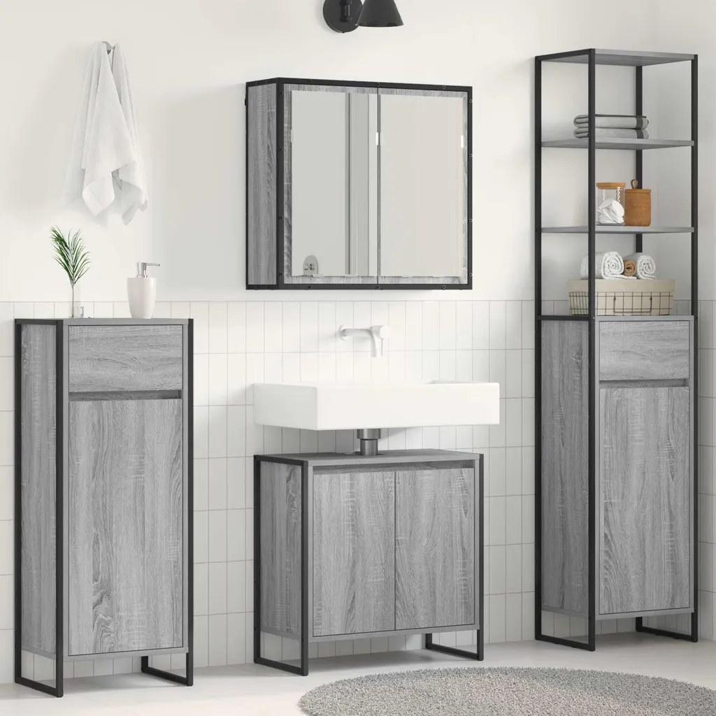 Maison Exclusive Ensemble Salle de Bain Gris Sonoma avec Tiroirs Chics