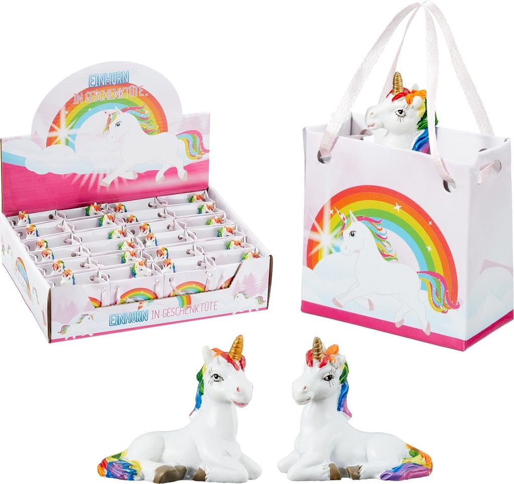 24 Einhorn Figuren in Geschenktüte im Display