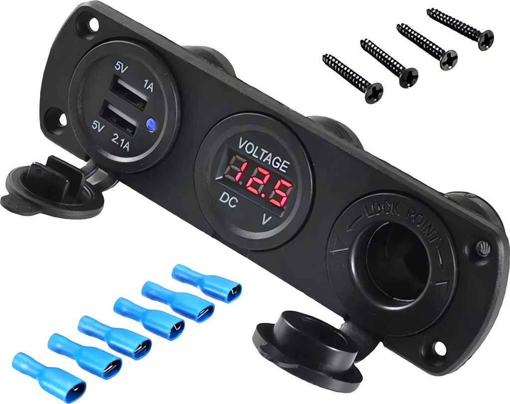 APT PLS37 12V zásuvka + 2x USB + voltmetr panel Obrázek produktu 
