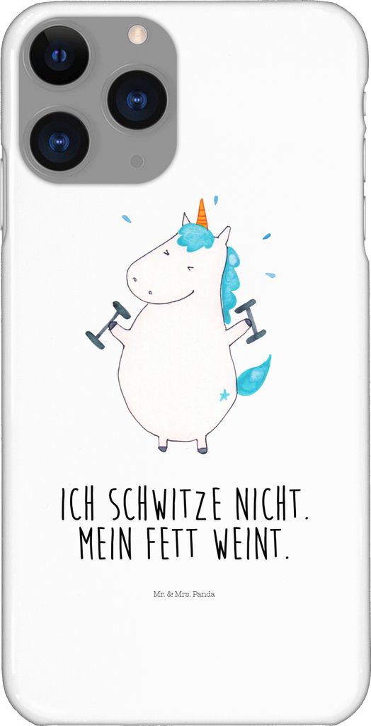 Mr. & Mrs. Panda Iphone 11 Pro Handyhülle Einhorn Fitness - Weiß - Geschenk, Unicorn, Einhörner, Premium Kunststoff, Fitnessstudio, Handy Case, ...