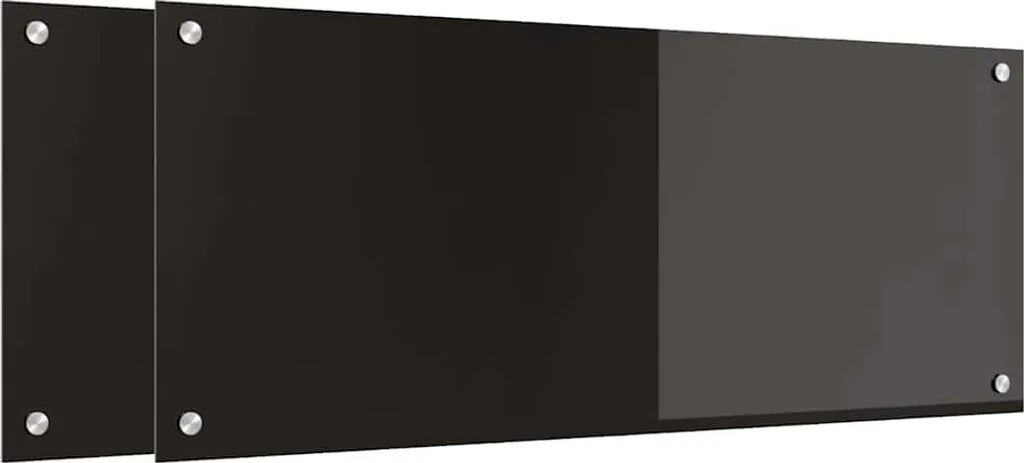 Protection murale de cuisine noir 100x40 cm - Pack de 2 en verre trempé