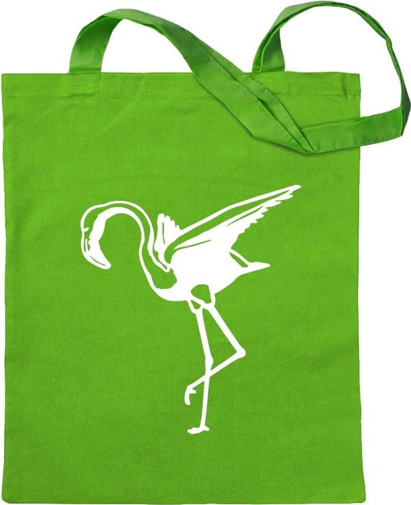 Kiwistar - Baumwolltasche - hellgrün - Flamingo - rosa - Afrika - Tragetasche Stoffbeutel Umhängetasche Langer Henkel