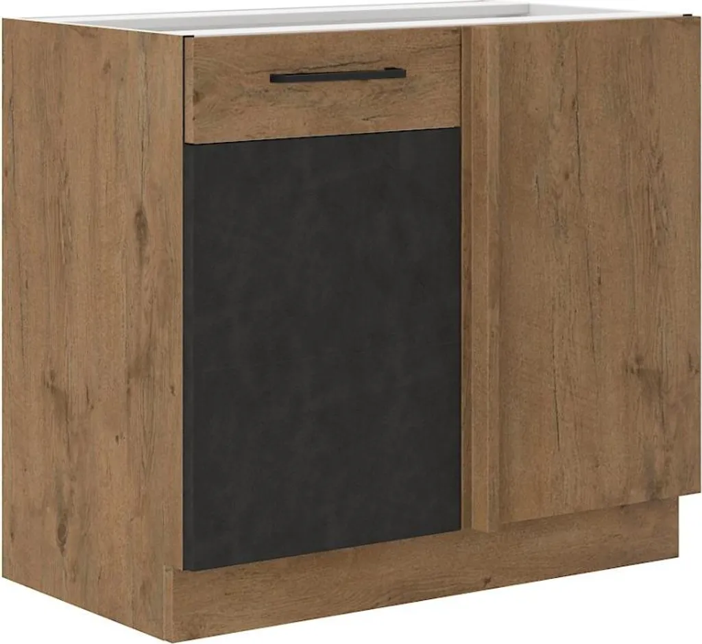 Penderie d'angle design VANYA largeur 105 cm décor chêne et gris