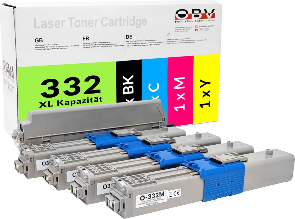 Kompatibler Toner Set für OKI C332dn MC363dn ersetzt 46508712/11/10/09 BK/C/M/Y - 4er