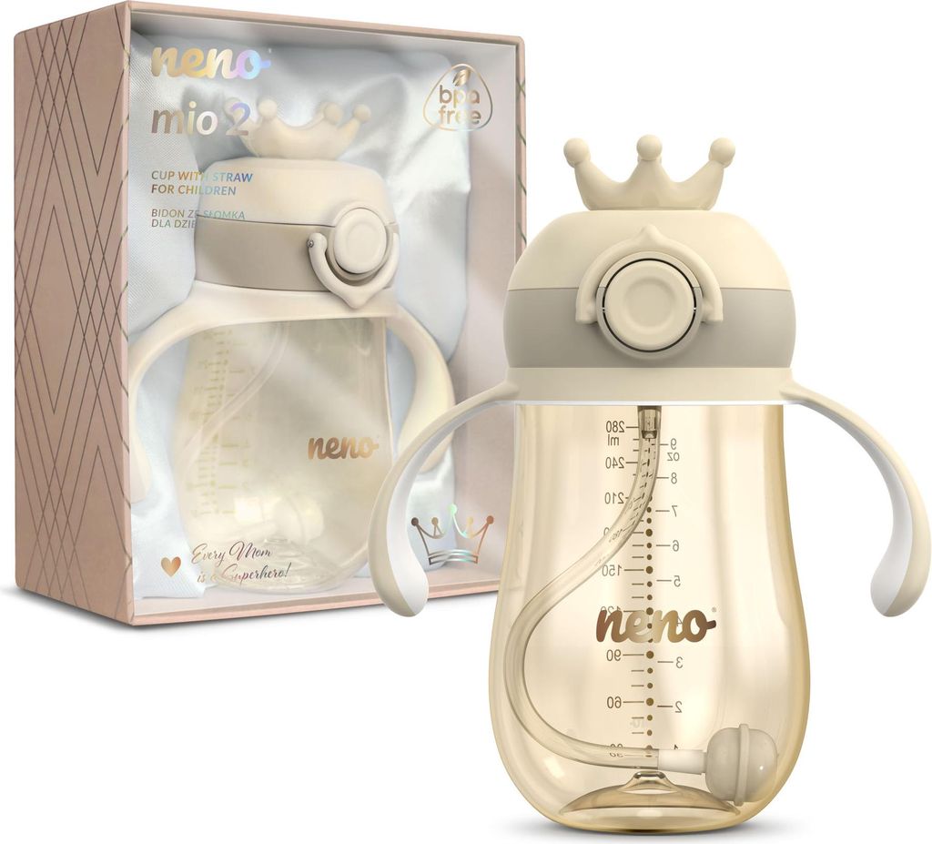 NENO Mio 2 Cremeflasche mit Strohhalm für Kinder