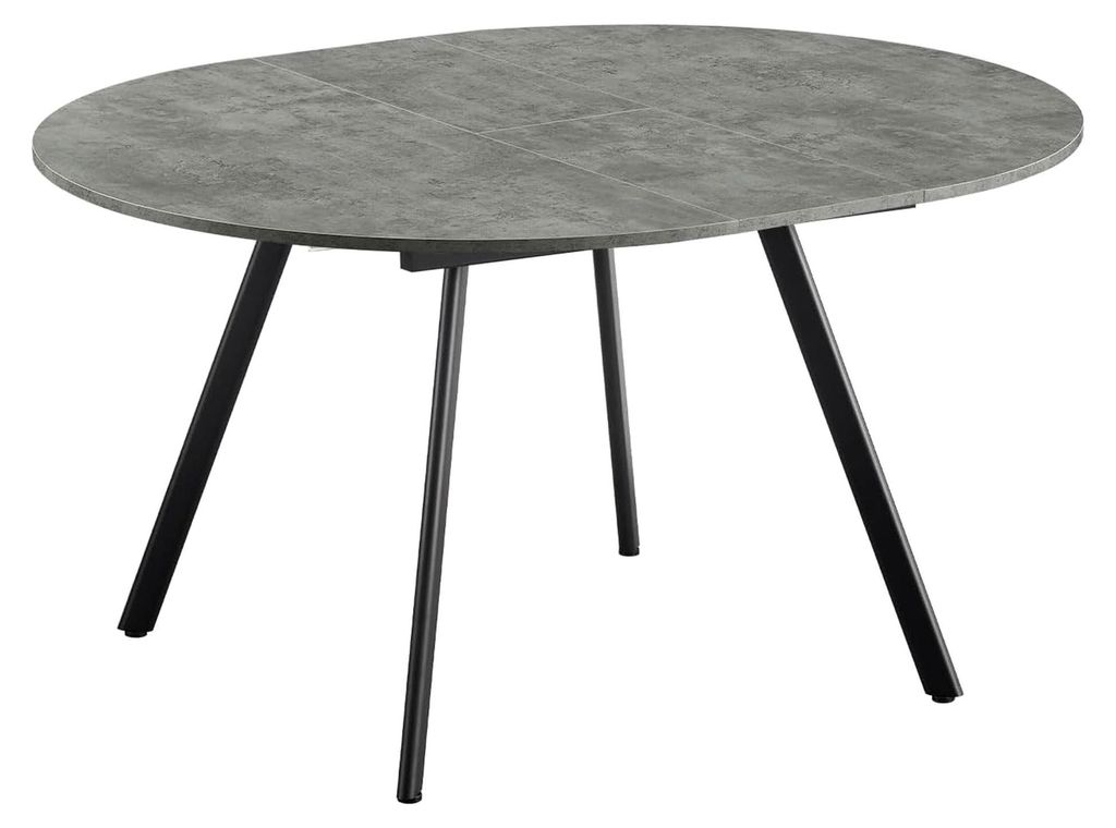 Runder Esstisch Till, ausziehbar mit Butterfly Klappeinlage 120-150 cm für 4-6 Personen, Küchentisch aus Holz mit schwarzem Metallgestell, modern...