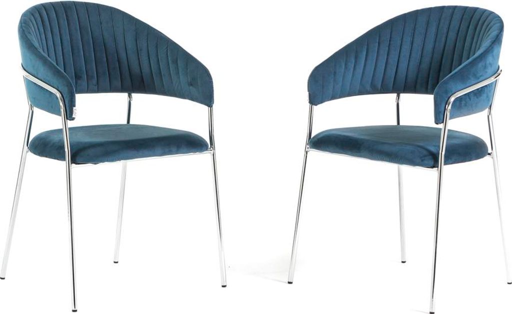 Set mit 2 Innenstühlen aus Samt mit Metallbeinen und gestepptem Rücken – elegantes, komfortables Design für Esszimmer, Küche, Bar und Restaur...