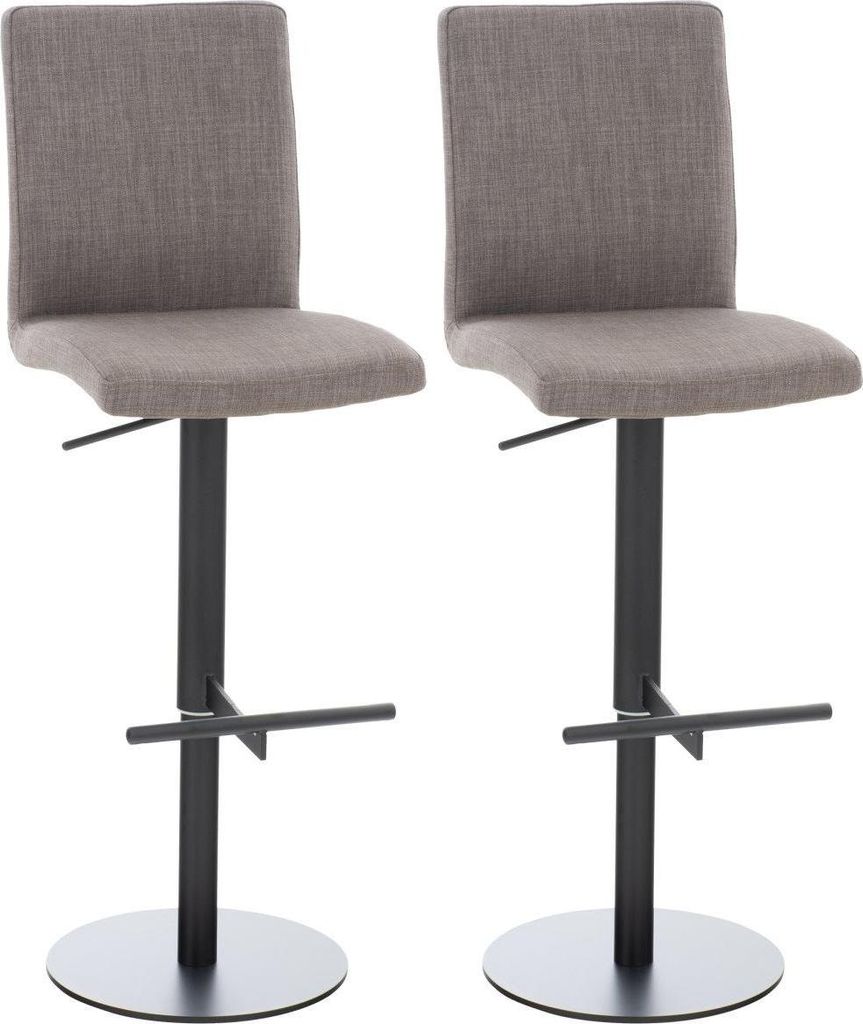2-teiliges Set Barhocker -Stilvolle Hocker, Höhe -bis -Komfort -Stoffpolsterung | Grundfarbe: Schwarz | Farbe: Grau