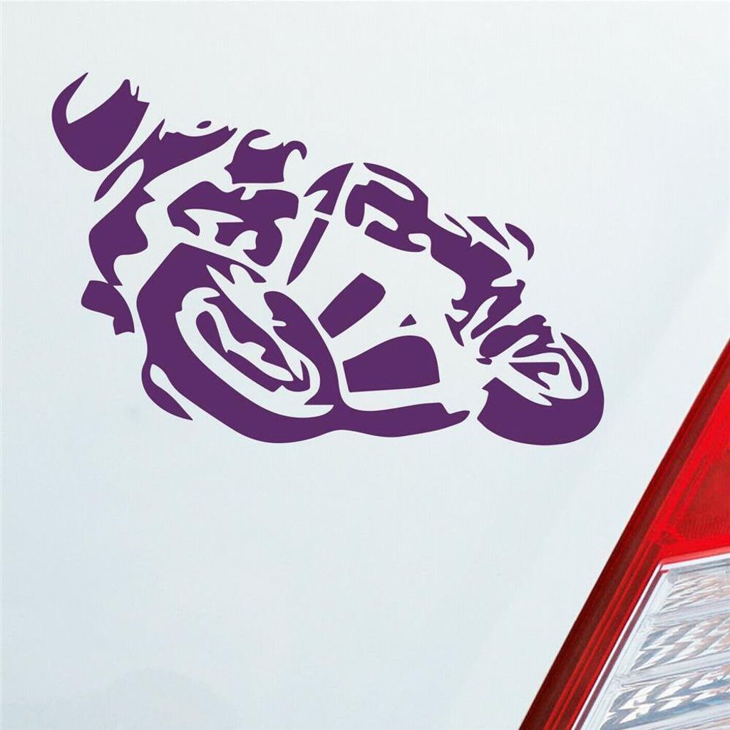 Auto Aufkleber Motorrad Mopped Biker Moped 10x7 cm Lila Sticker Heckscheibenaufkleber