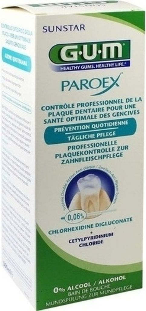 A product box for Sunstar GUM PAROEX mouthwash.
