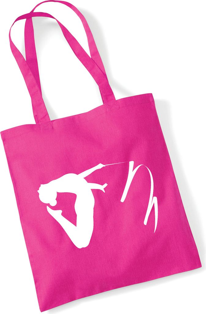 Huuraa Jutebeutel Rhythmische Sportgymnastik Silhouette 10 Liter Fuchsia Baumwolle Tasche Geschenkidee