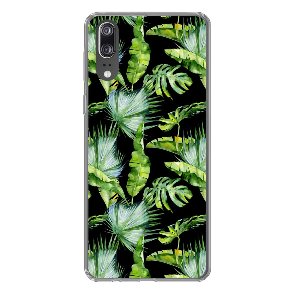 MuchoWow Handyhülle Schutzhülle Hülle für Huawei P20 Palmwedel - Tropisch - Muster Silikon Softcase Handy Hülle - Hardcover