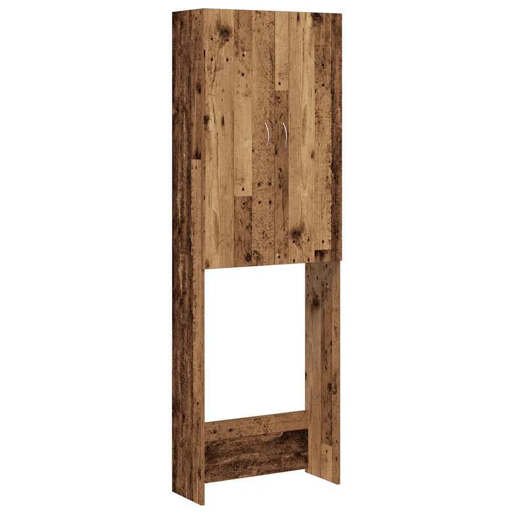 Armoire lave-linge aspect bois rustique meuble haut gain de place