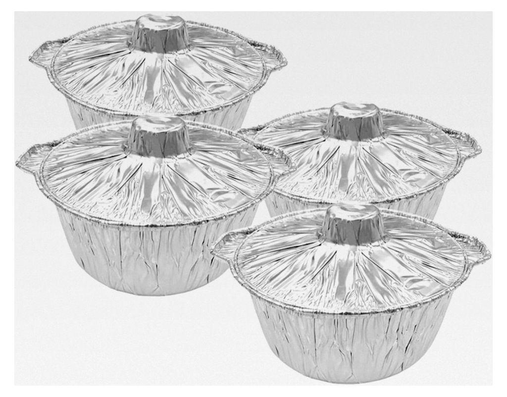 4 Stück Alu-Fettauffangschalen mit Deckel, hitzebeständig, Einweg-Grillschalen für Gas- und Holzkohlegrills, vielseitig zum Braten, Rösten und ...