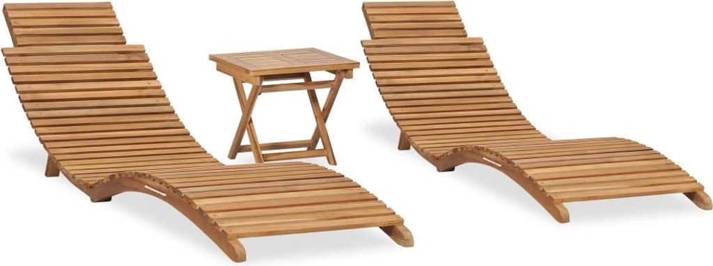 Möbel 3-tlg. Garten-Lounge-Set Klappbar Massivholz Teak - Gartenliegen 3059960