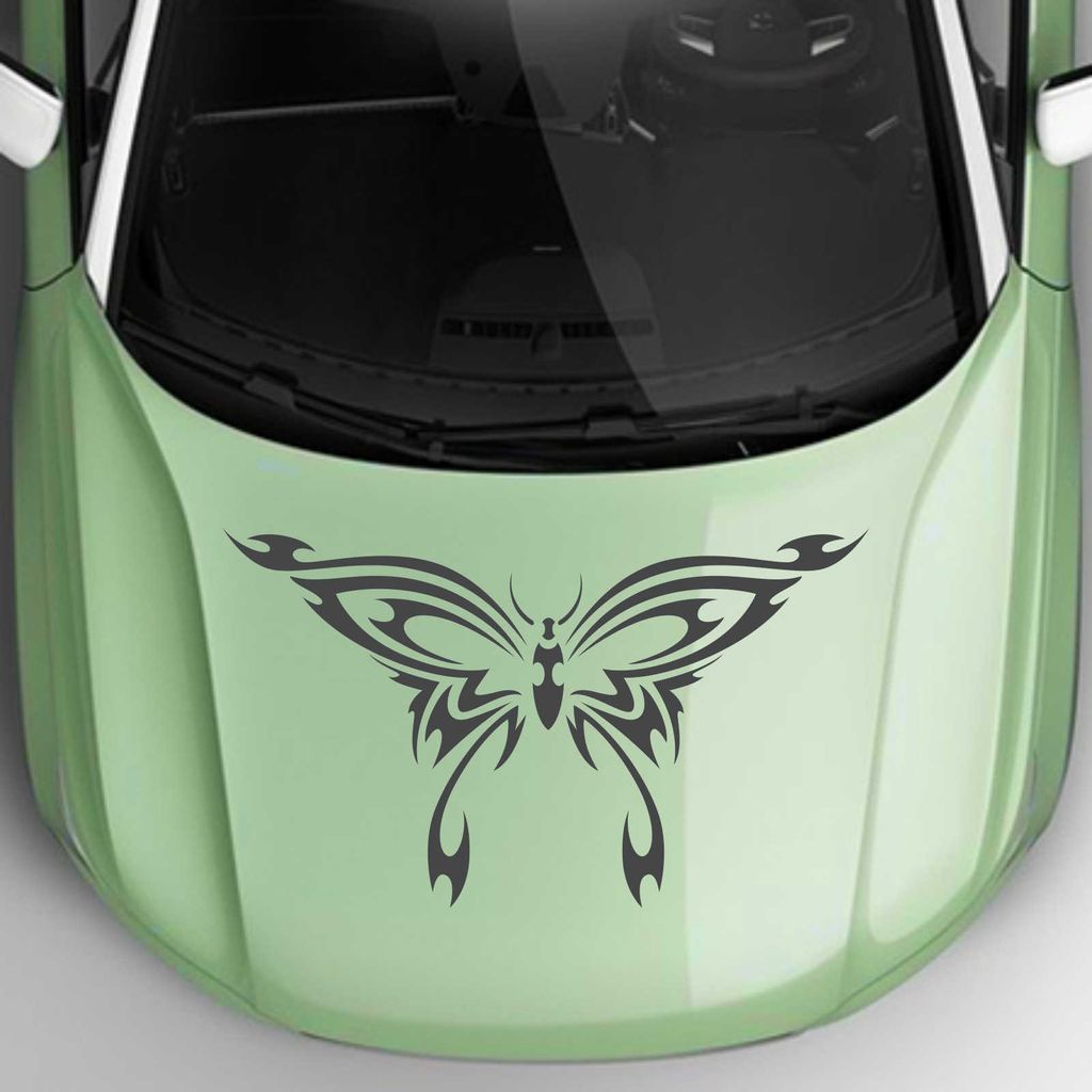 Aufkleber - Autoaufkleber "Schmetterlingstribal" 70cm x 41cm Graphit metallic - Tuning Carystyling Heckscheibe Auto