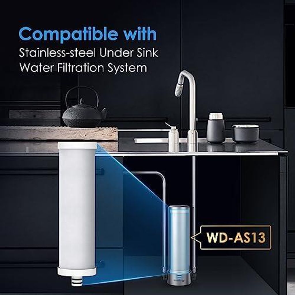 Waterdrop WF13 Ersatz-Wasserfilter unter der Spüle, Ersatz für AS13/BS13/AP13, NSF/ANSI 42 , kein Bohren, 6-stufiger Wasserfilter unter der Spül...