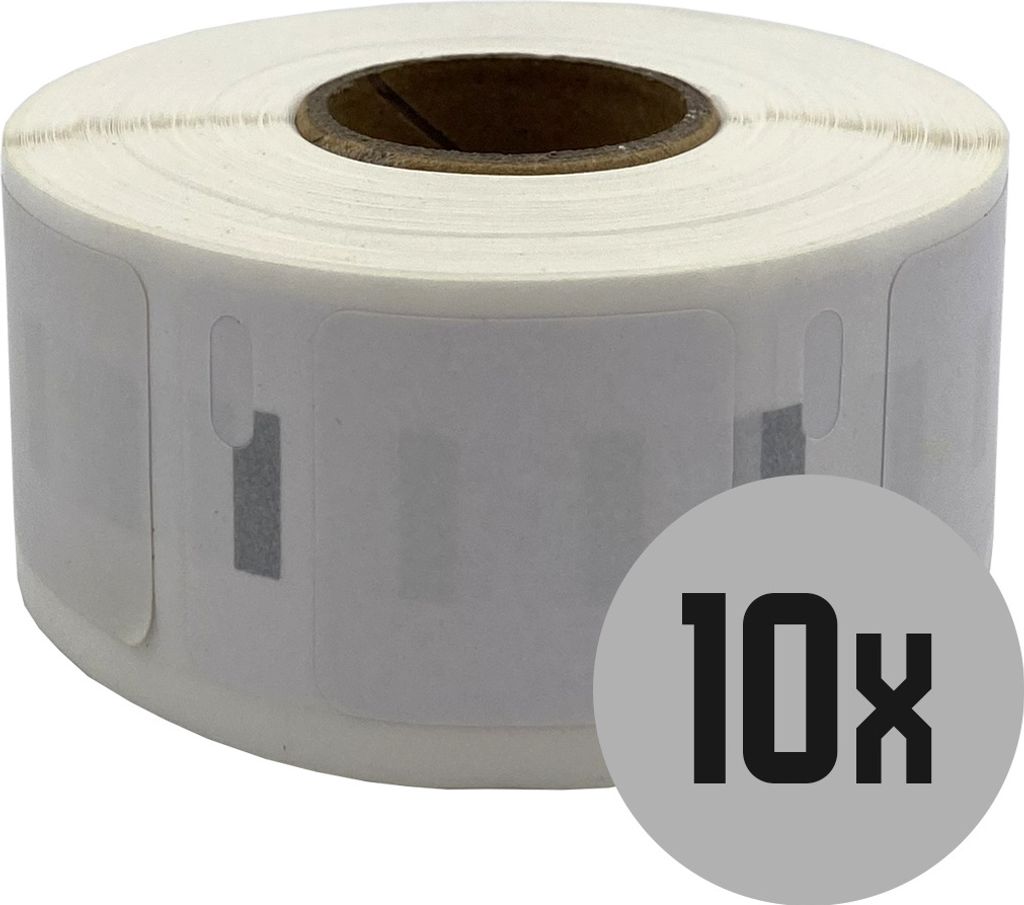 DULA Etiketten - Kompatibel mit Dymo Compatible labels - Weiß - S0929120 - Vierkante etiketten - 10 rollen - 25 x 25 mm - 750 labels per rol