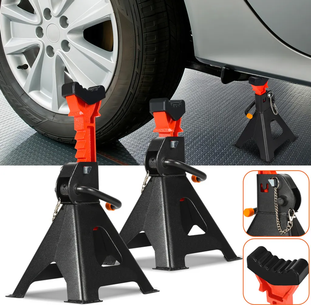 Chandelles de Chantier 3 Tonnes pour Levage Auto et Camionnette 2 Pcs