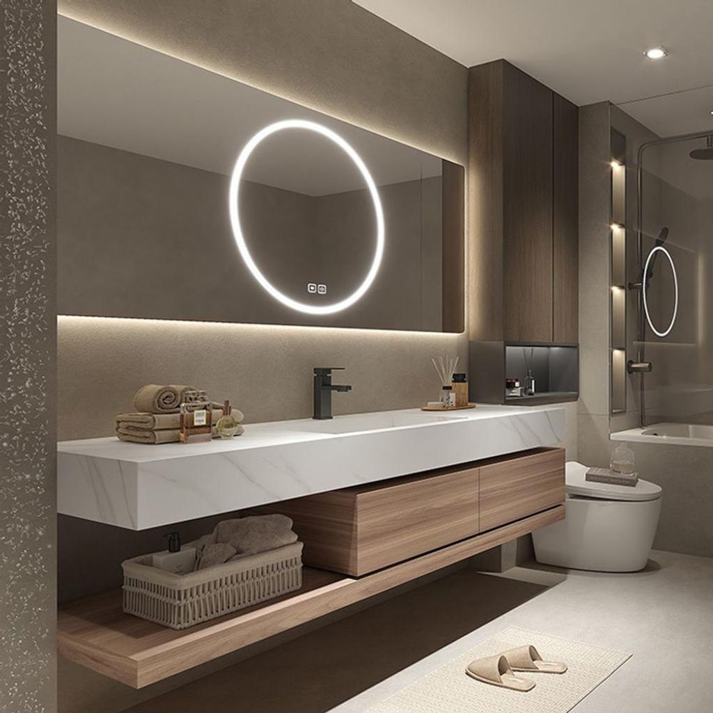 360Home Waschbecken mit schublade Ablage Waschtisch LED Spiegel Badezimmerspüle 110*55cm