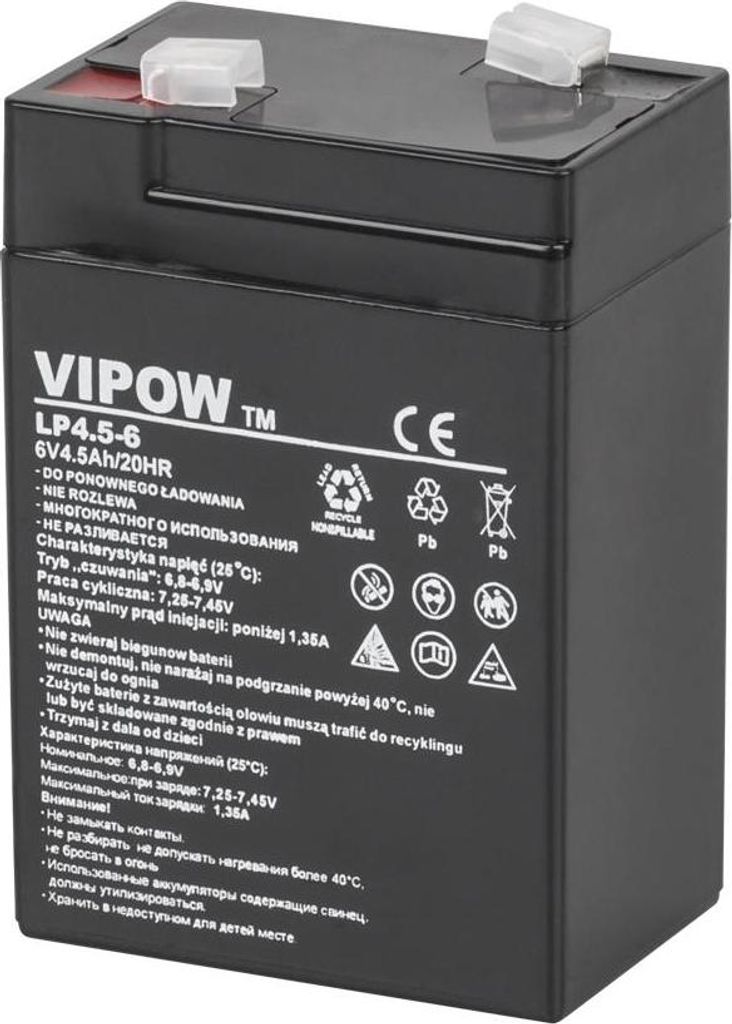 Gélová batéria 6V 4,5Ah HQ Vipow Životnosť batérie 5 rokov Obrázok produktu 