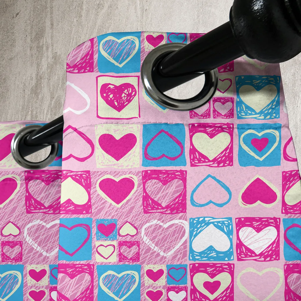 Tende Camera Bambina ABAKUHAUS Lavabili: Cuori Rosa e Blu 280x245 - 5