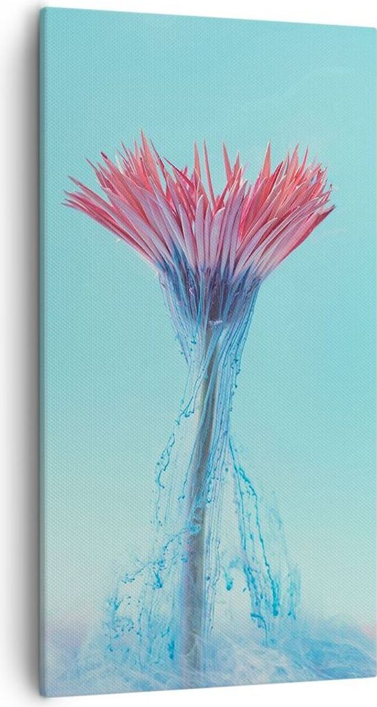Bild auf Leinwand - Leinwandbild - Einteilig - Rosa Gänseblümchen Tinte - 55x100cm - Wand Bild - Wanddeko - Wandbilder - Leinwanddruck - Bilder -...
