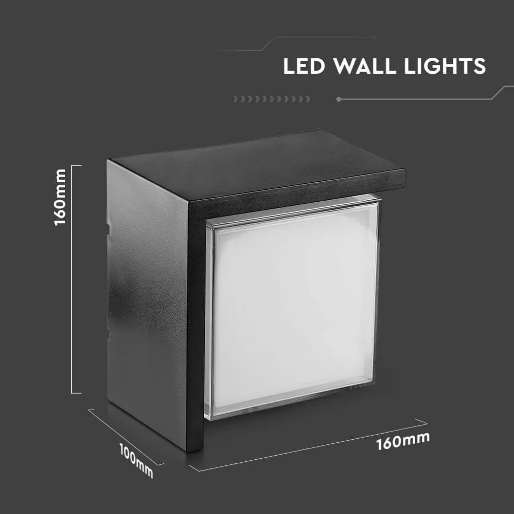 Applique Murale Extérieure LED Étanche IP65 Design Carré Noir 12W 4000K - 11