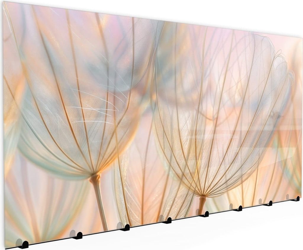 Wandgarderobe mit Magnetwand & Memoboard aus Glas Pusteblumen Kunst