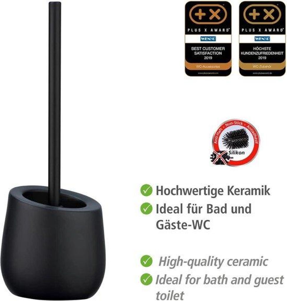 Keramik-Toilettenbürste schwarz matt mit Silikon-Bürstenkopf