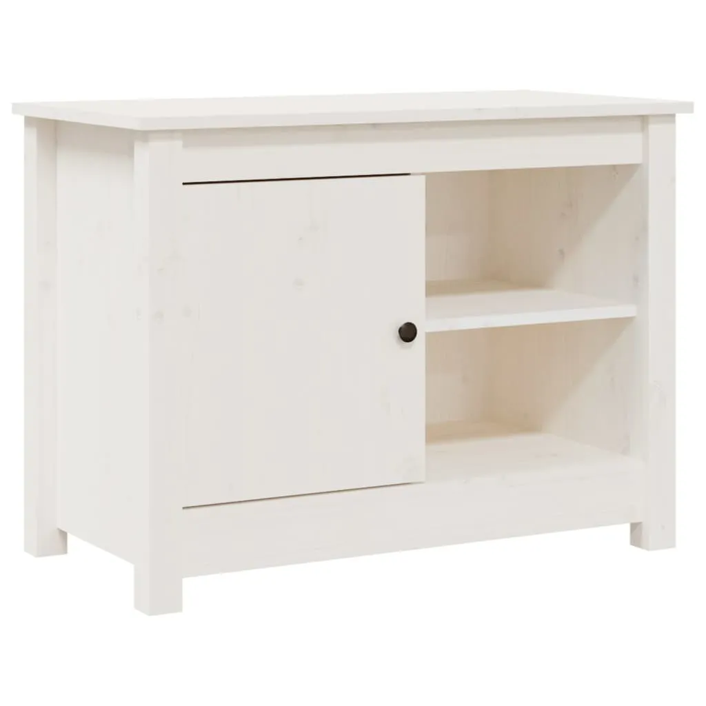 SYFAX™ Mobile Porta TV Bianco in Legno Massello di Pino 70x36,5x52 cm